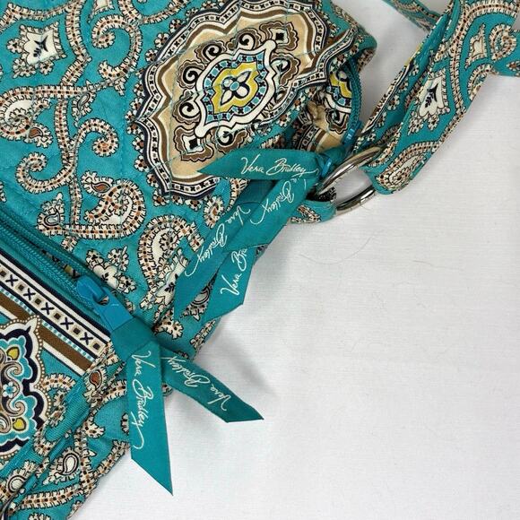 Vera Bradley Totally Turquoise Messenger Crossbody Bag Purse  | Retired Pattern - Picture 8 of 13